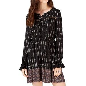 NWT Black Print Peasant Dress | Medium